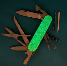 Custom Victorinox Huntsman Firefly Green Glow in the Dark Swiss Army Knife 91mm picture