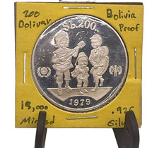 1979 Bolivia 200 Two Hundred Pesos Year of the Child Silver Proof Coin picture