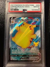 2021 POKEMON CELEBRATIONS #009 FULL ART/SURFING PIKACHU VMAX PSA 10 picture
