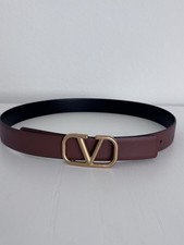 Valentino Garavani Reversible Dress Belt 80 Black/Brown Solid Brass Buckle picture