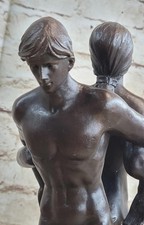 Signed Original Gay Men Wrestling Bronze Statue Sculpture Nude Figurine by Nick picture