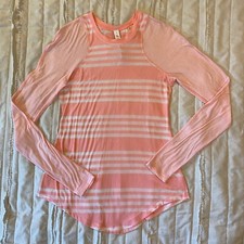 Lululemon Shirt Womens 4 Coral Pink Striped Digni Tee Long Sleeve picture