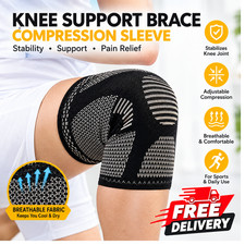 2x Copper Knee Sleeves Silver Compression Brace Support Sport Joint Injury Pain picture