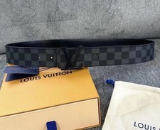 Authentic Louis Vuitton Graphite Checkered Belt, Men’s Size 36-38 (105cm) picture
