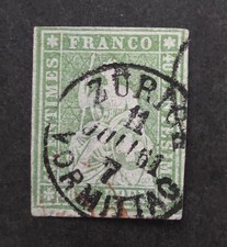 SWITZERLAND #19 Used - 1854 40r Yellow Green ($375) T18289 picture