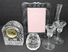 Waterford Crystal 6 Piece LOT Wedding Frame Alana Bud Vase Clock Candlesticks picture