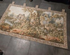 French Aubusson Style Woven Tapestry Romantic Pastoral Landscape - 46