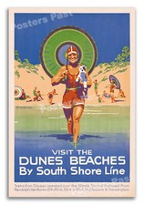 1920s Visit the Beaches Lake Michigan - Vintage Travel Poster - 24x36 picture