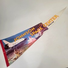 Vintage Johnson Space Center NASA Pennant With Space Shuttle & Apollo 29