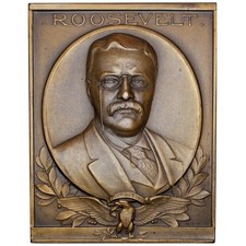 THEODORE ROOSEVELT ca. 1912 uniface bronze Plaque / Mayer & Wilhelm in Germany picture