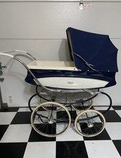 1950’s Vintage Pedigree Coach-Built Pram – Classic Navy & Cream Baby Carriage  picture