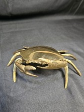 Solid Brass Hindged Lidded Crab with Seperate Removable Brass Ashtray Insert picture