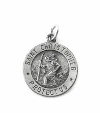 Sterling Silver 0.925 Saint St Christopher Medal Necklace Pendant Charm  picture