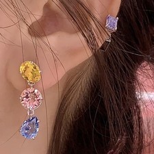 Swarovski Gema Jewelry Set Multi Color Crystal Candy Necklace Bracelet Earrings picture