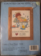 Vintage Candamar Designs Create a Clean Heart Cross Stitch Kit 5x7 Sealed picture