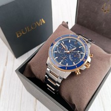 Bulova Marine Star Series C 98B301 Blue Dial Quartz Men's Chronograph Watch 45mm picture
