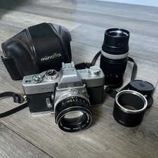 Minolta SR-T 101 35mm SLR w/ MC Rokkor PF f/1.7 55mm Lens + Extras Tested READ picture