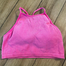 JoyLab Pink Ribbed Racerback Pullover Wireless Sports Bra XL picture
