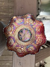 Fenton Dark Ruby Red Dragon and Lotus 9