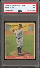 1933 World Wide Gum Big League Chewing Gum - Babe Ruth #80 PSA 1 RARE Bilingual picture
