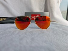 RAY-BAN RB3026 Aviator Sunglasses 62MM Red Lens/Gold Frame picture