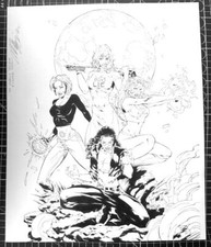 Signed Orig Romano Molenaar, Marlo Alquiza Inked Female Superhero Group 11X14 picture