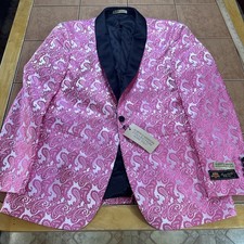 NEW Alberto Nardoni Pink Paisley Tuxedo Jacket Sz Prom Wedding Blazer NWT picture