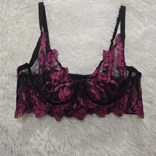 Torrid Curve Longline Wired Bra Pink Floral Embroidery Sheer Mesh Plus-size 2 picture