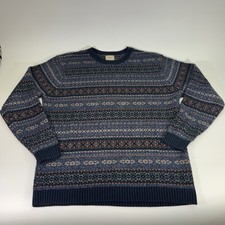 VTG LL Bean Fair Isle Sweater Mens Xl Tall Knit Crewneck Nordic 100% Cotto picture