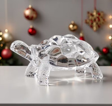 Transparent Crystal Glass Turtle Figurine, Handcrafted Tortoise Decor Ornament picture