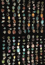 Blue Larimar & Mix Gemstone 925 Sterling Silver Plated 20Pcs Rings Lot Jewelry picture
