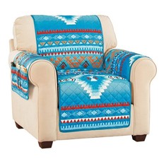 Collections Etc Quilted Turquoise Southwest Furniture Cover, Chair picture