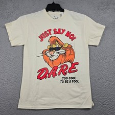 DARE Lion SHIRT Men Medium Yellow Keep Kids OFF Drugs Daren Just Say No 90 NWT C picture