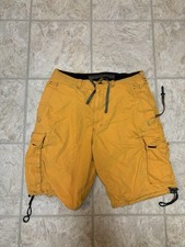 Abercrombie Fitch Vintage Y2K 90s Yellow Paratrooper Cargo Tech Shorts Medium picture