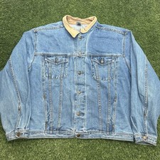 VTG 90s Gap Denim Trucker Jacket Mens XL Blue Corduroy Collar Vintage Style picture