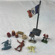 Vintage Lot Of Misc Playset Soldiers Britains Conte Insignia Flag Accessories picture