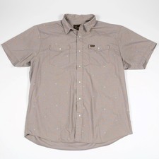 Men's Howler Bros Gray Floral Pearl Snap Short Sleeve Button Up Shirt Large picture