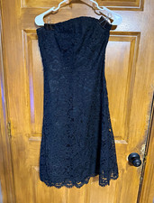 Anthropologie Odille Black Lace Strapless Fit Flare Dress Size 6 picture