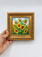 Bright Sunflower Field Summer Floral Custom Original Oil Painting from photo picture