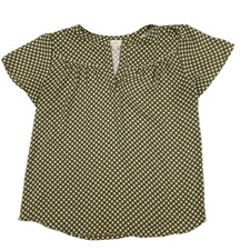 Ann Taylor LOFT Short Sleeve Dress Blouse Shirt Green Print Cap Sleeves NWOT picture