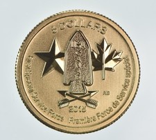 Random Date Canada 5 Dollars Gold First Special Service Force 1/10 Oz .999 picture