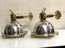 2 Piece Vintage Brass Nautical Ship Spotlight Wall Light Marine Searchlight picture