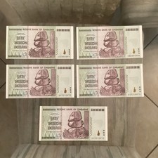 Zimbabwe Reserve Bank 2008 50 Trillion Dollar Banknotes. $55.55 each.  picture