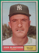 1961 Topps - Johnny Blanchard #104 New York Yankees VGEX+ Light Wear Great Color picture