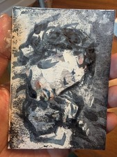 ACEO OOAK Portrait Sleeping Man Mixed Media Drawing Painting Signed 2.5x3.5