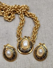 Rare Vintage Matte Goldtone 90s Fendi Jewelry Set Signed Stunner picture