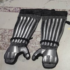 Japanese Samurai Armor Wearable Half-Sleeve Arm Guards Handmade Silver Gray Gift picture
