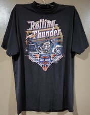 Vintage 1991 Harley Davidson 3D Emblem Rolling Thunder T Shirt XL Single Stitch  picture