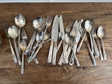 Vintage Mismatched Silver Plated Flatware Lot – Knives, Forks & Spoons Tarnished picture