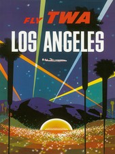Vintage David Klein TWA Poster Los Angeles Hollywood Bowl Mid Century Modern  picture